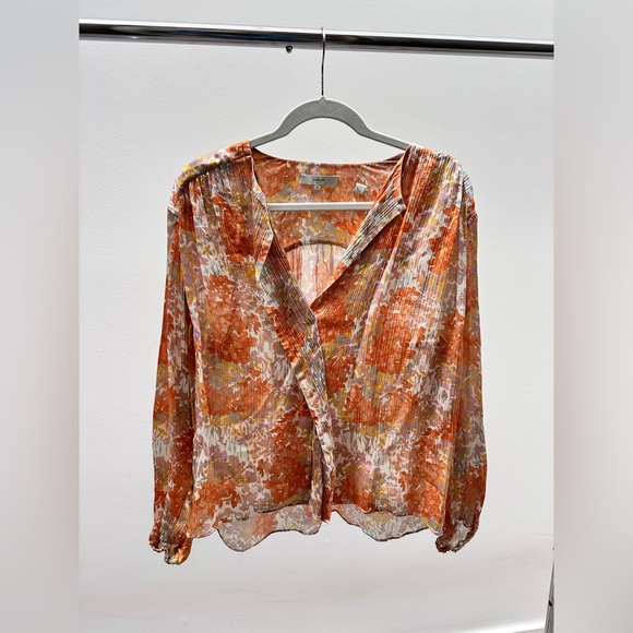 Vince Orange Floral Blouse